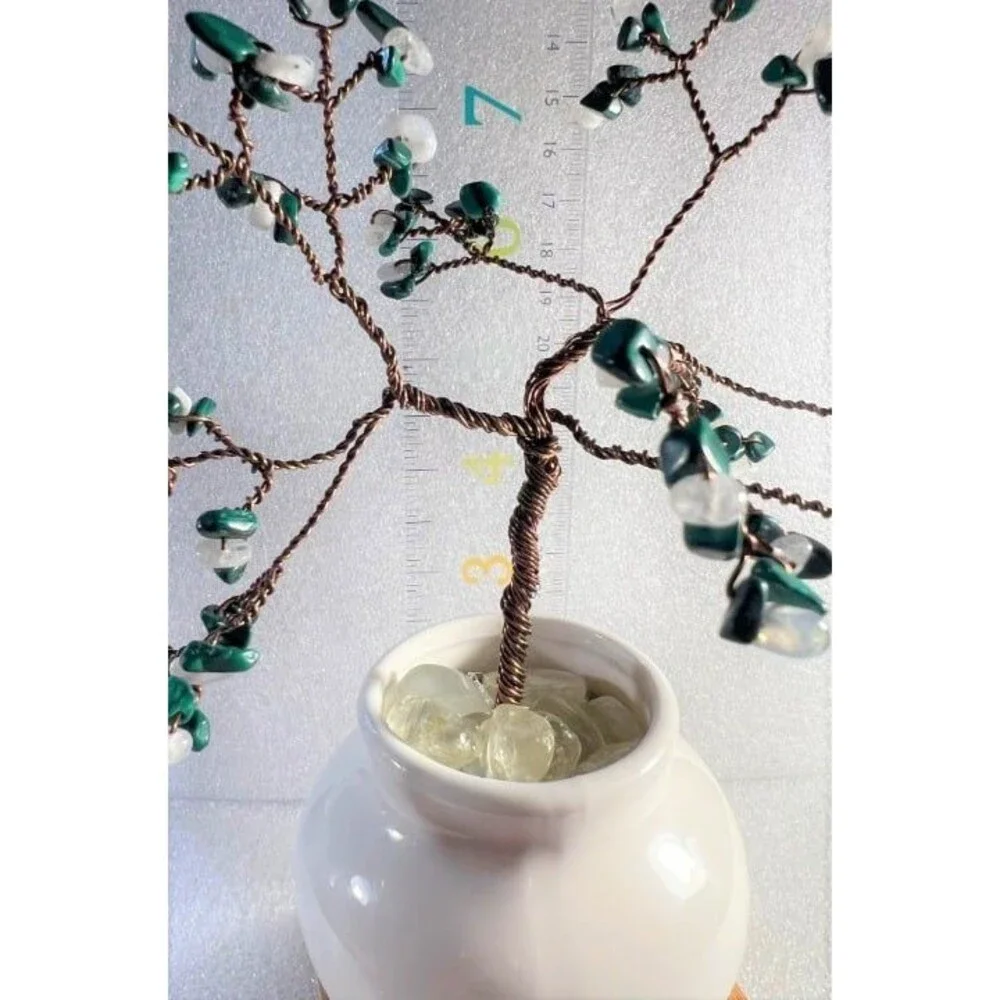 Beautiful Genuine Moonstone & Malachite Gemstone Tree